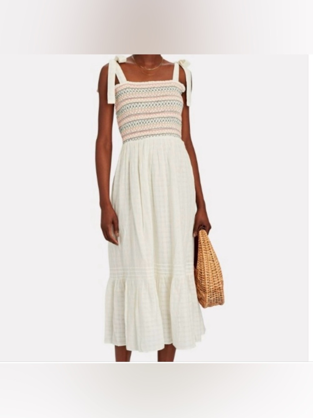 The Great. Lagoon Smocked Midi Dress
